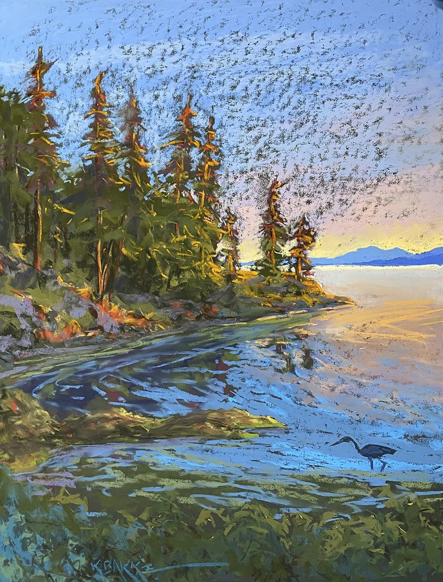 Larrabee Cove 1 (diptych), 24x18 soft pastel, $800