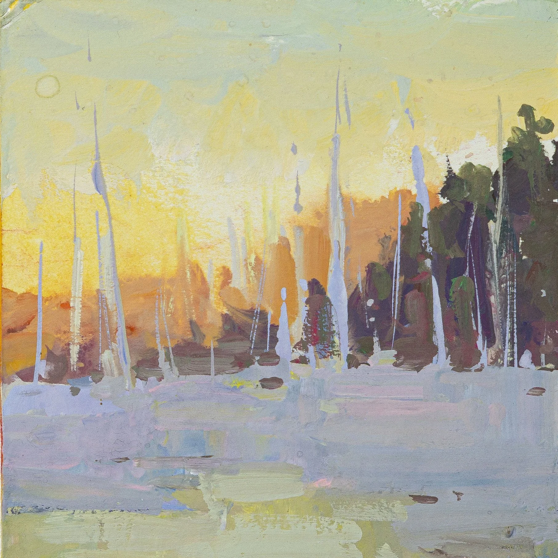 Violet Silhouettes, 4x4 Gouache, $750