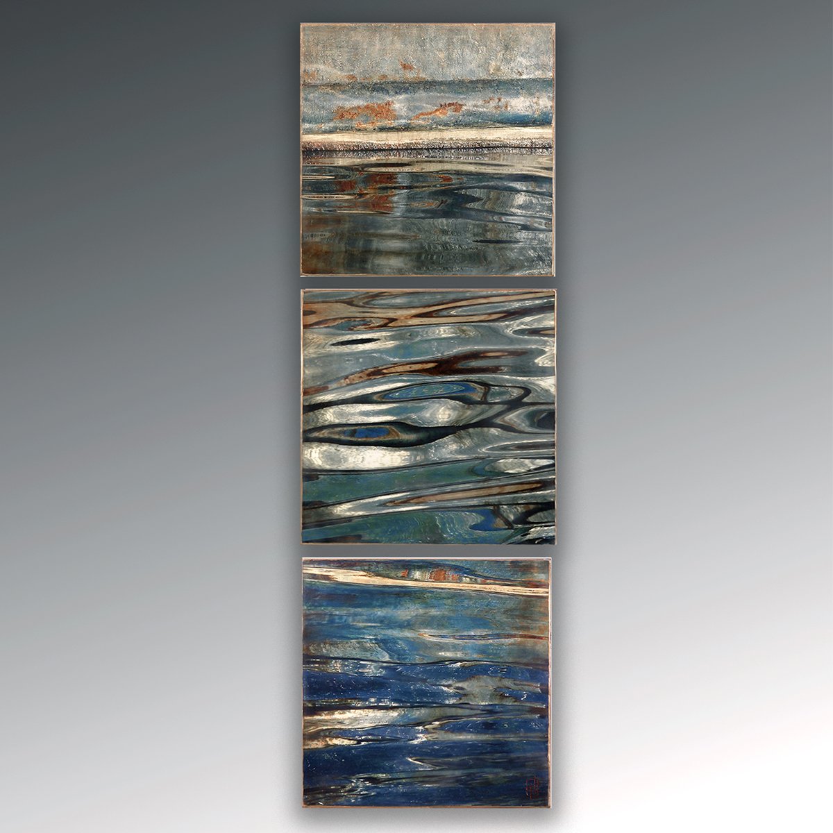 Molten Motion Triptych, 16x16 Photo Encaustic, $925 set of 3 SOLD
