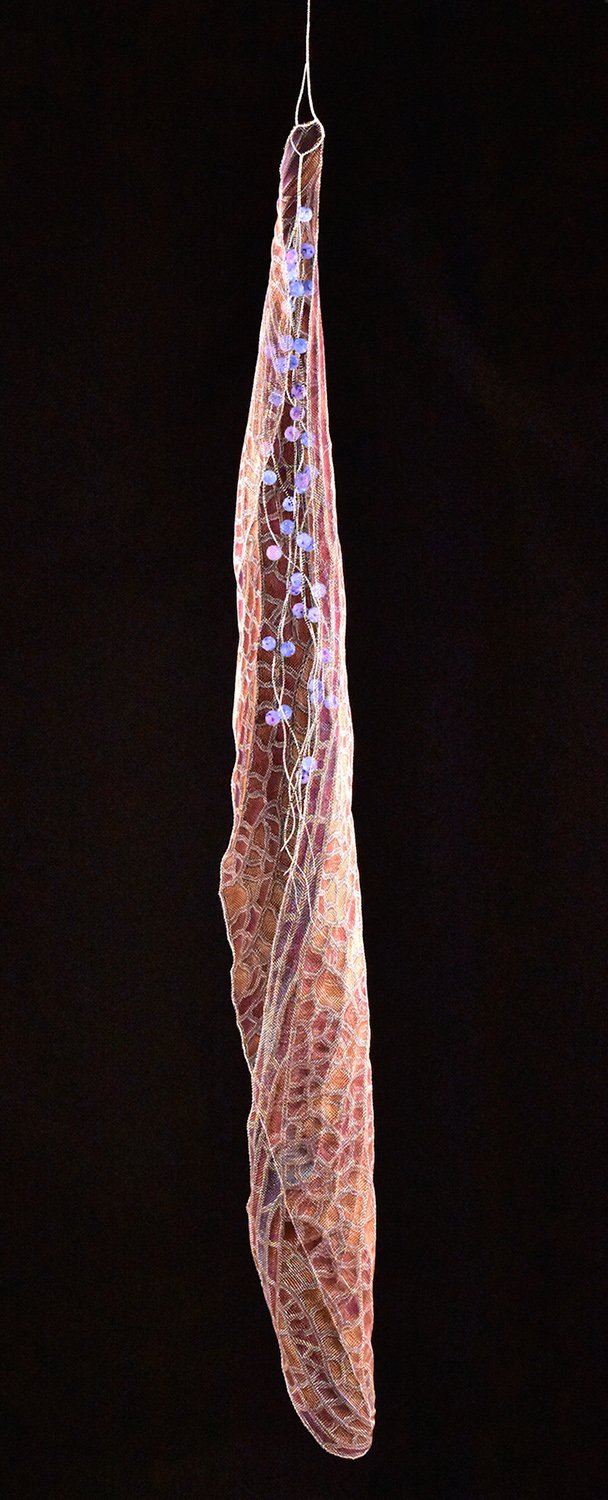 Chrysalis II, stainless steel mesh, wire, glass frit (49x5x5) $3,000 SOLD