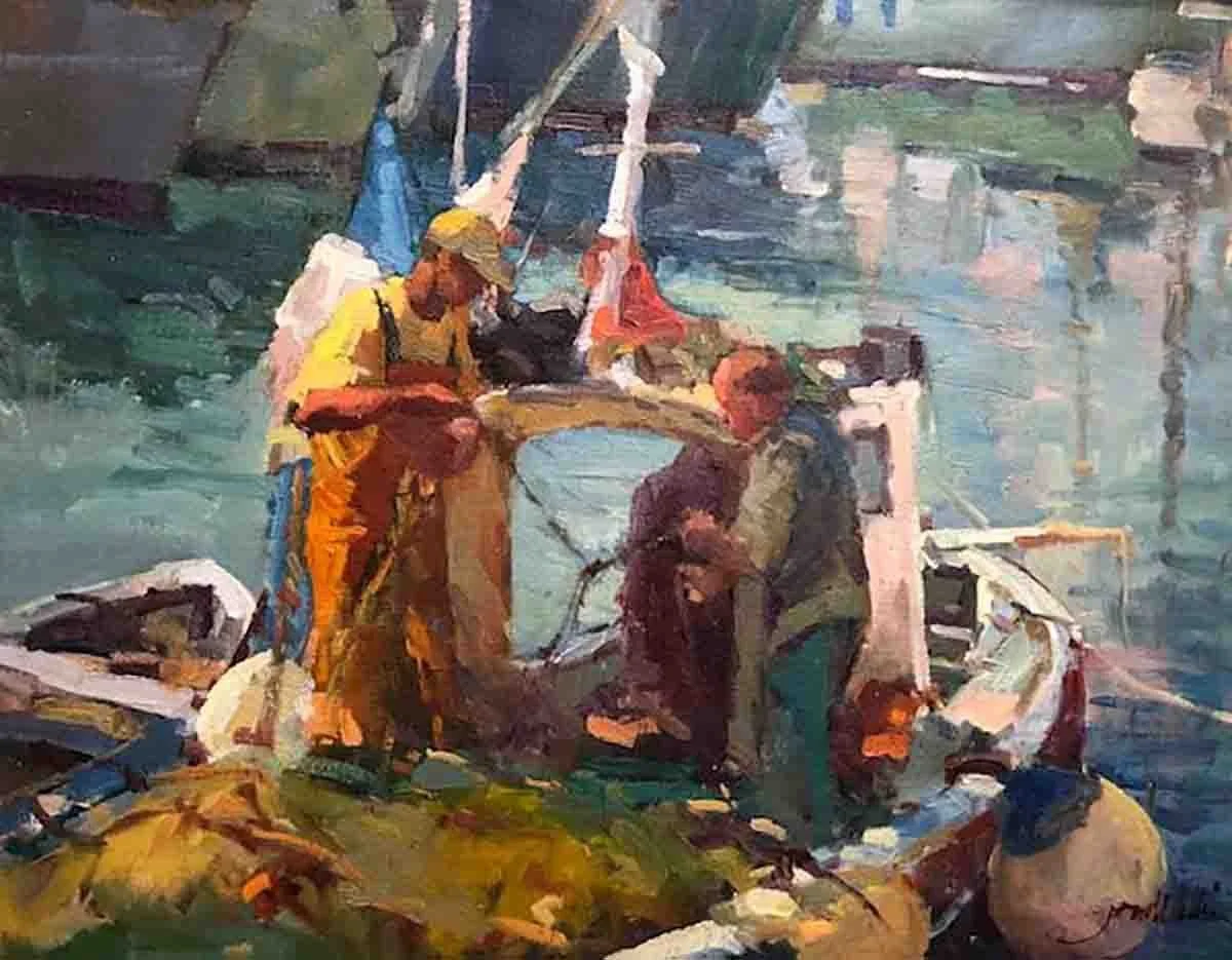 Cleaning the Nets, 16" x 20" oil. $1,900