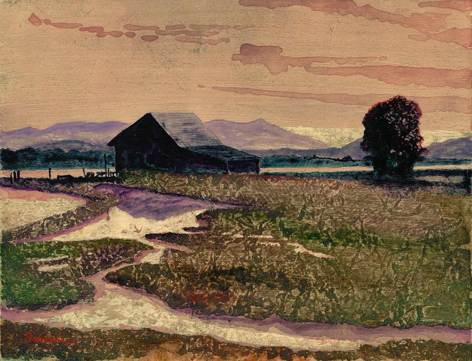 Sunset Slough, 16x20 Gold Leaf and Acrylic, $1950