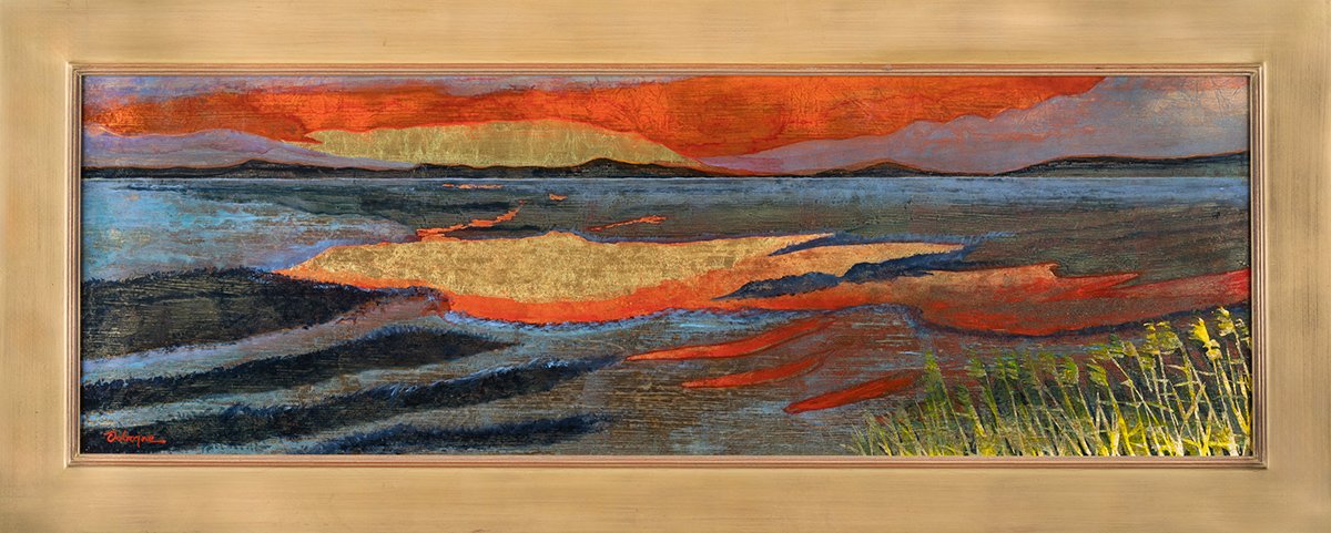 Rays Over the Bay, 23x56 Gold Leaf & Acrylic, $6900 SOLD