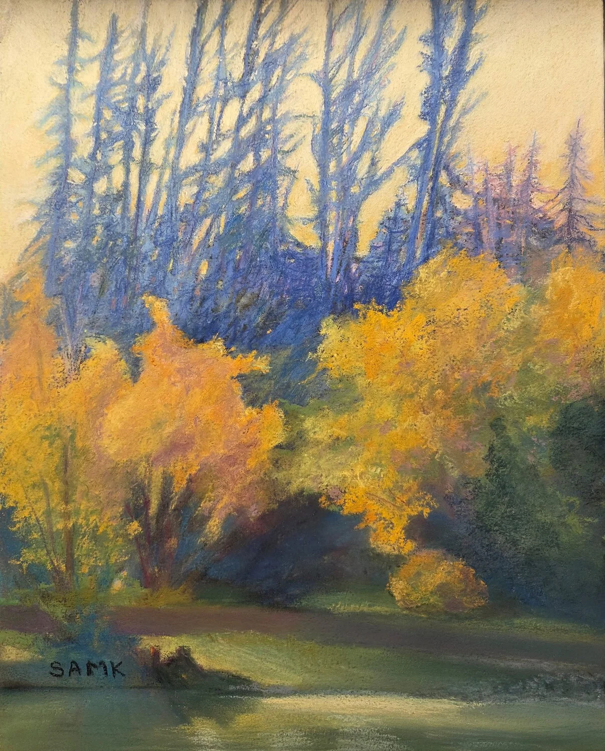 Anne Moore Knapp - Last Light at Long Lake; 20 x 16 pastel, $350