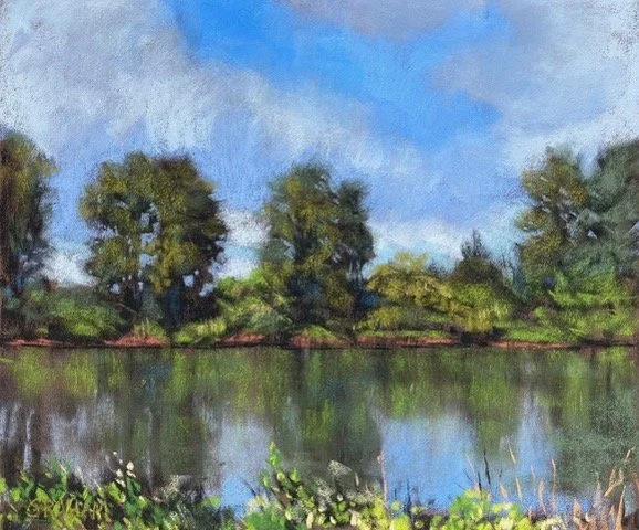 Skagit River Reflections, 12 1/2 x 15 Soft Pastels, $885