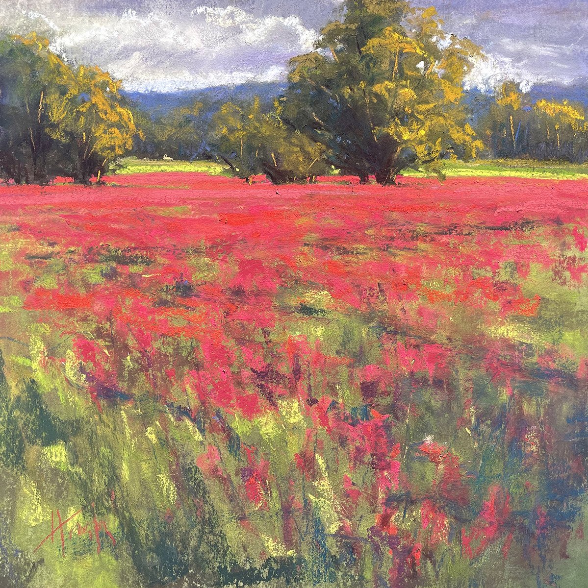 Carpeted in Clover, 19 x 19 pastel, $800