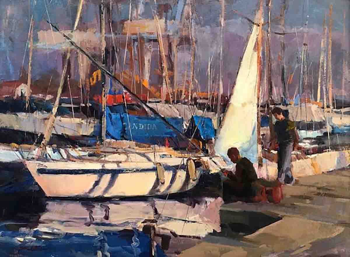 Harbor Fishing 16x20 oil. $1900