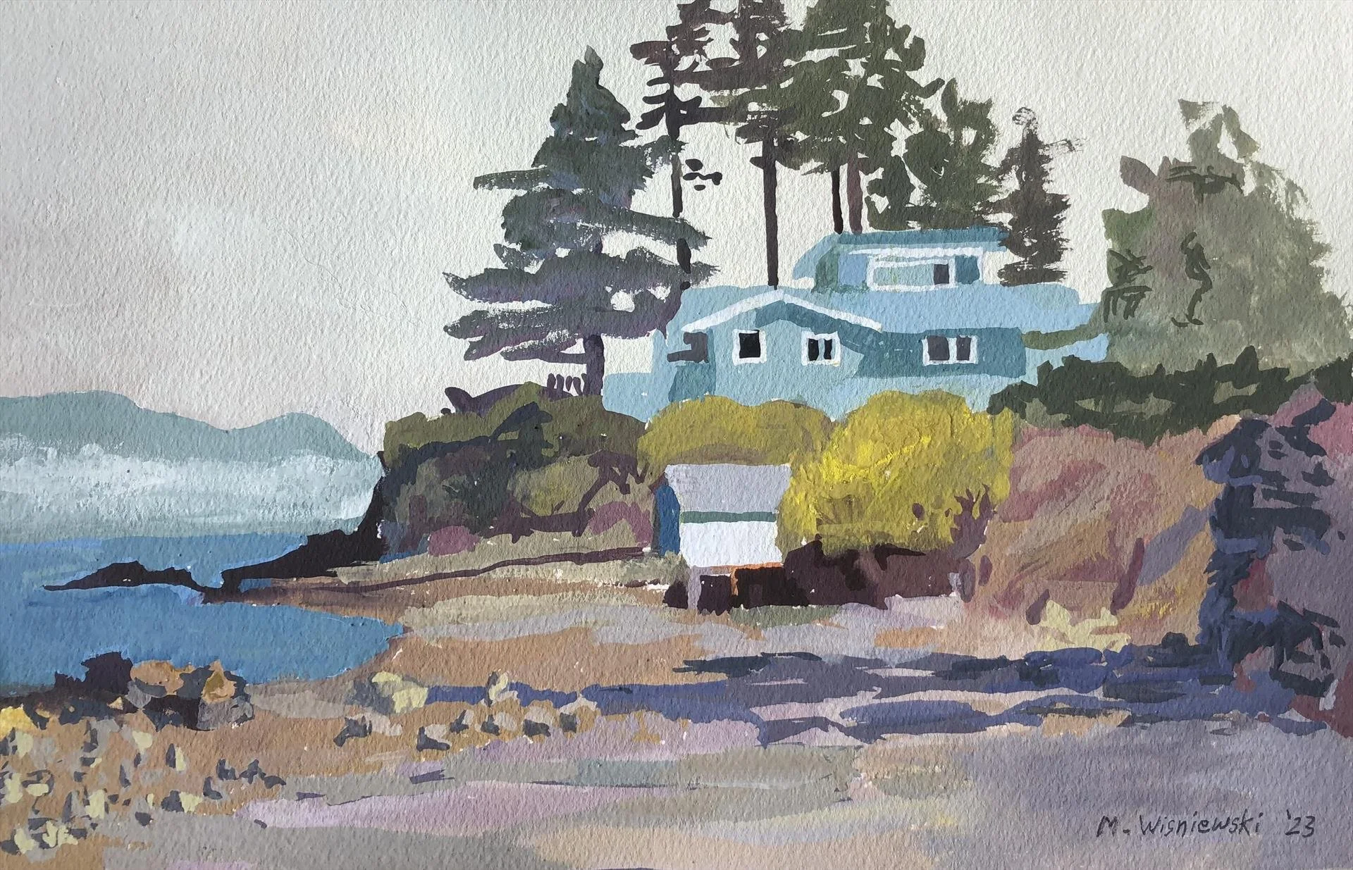 Michael Wisniewski; A Nice Front Yard, 9x12 gouache, $400 SOLD