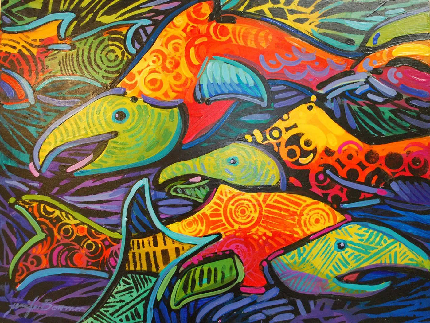 Funny Fish 2, 12x16 acrylic, $295