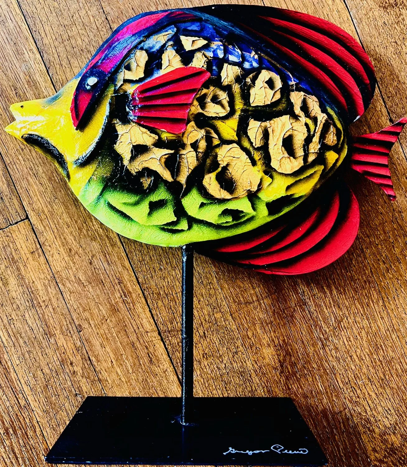 Fancy Fish, 11x12 metal, $60