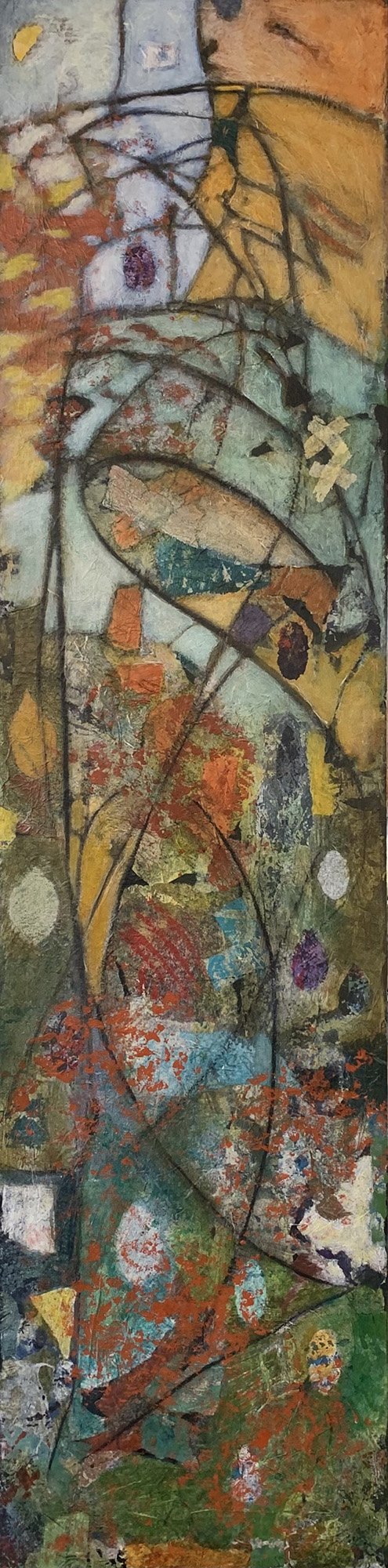 Rise, 48x12 mixed media on canvas, $3200