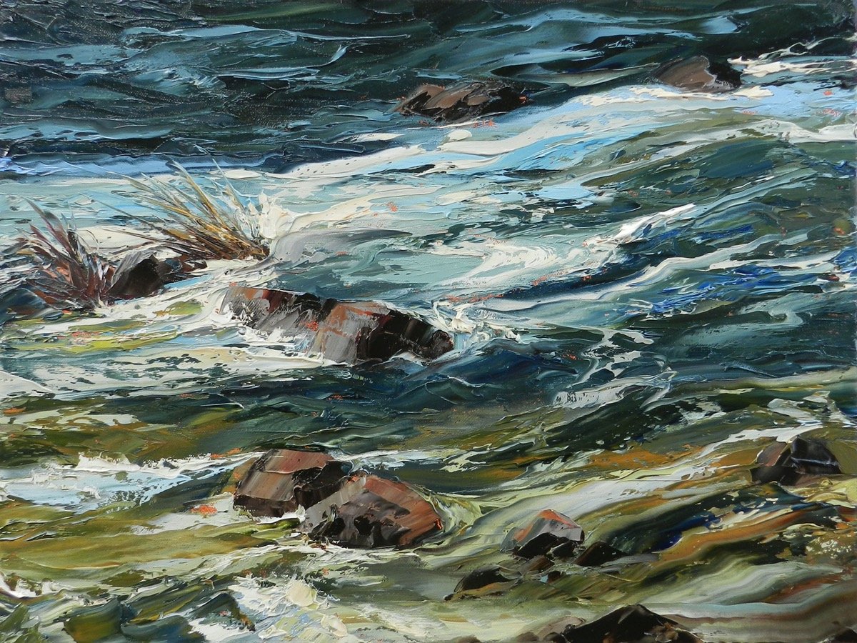 The River Flows, 16" x 20" oil, $1600.