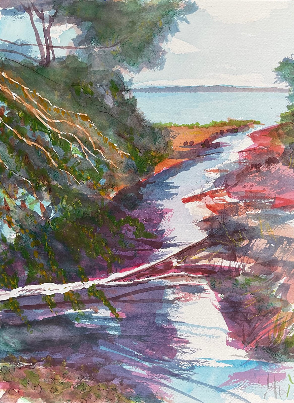 Paula Ottenbreit - Quil Ceda Creek, 16x12 watercolor, $400
