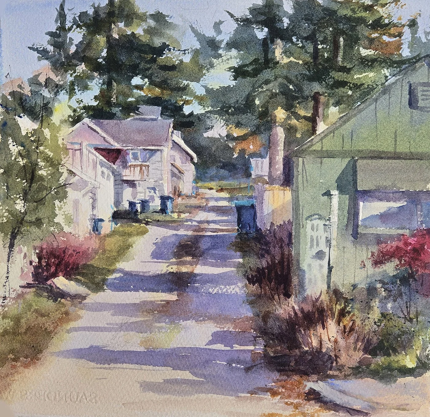 Saturday Morning, 12x12 watercolor, $675