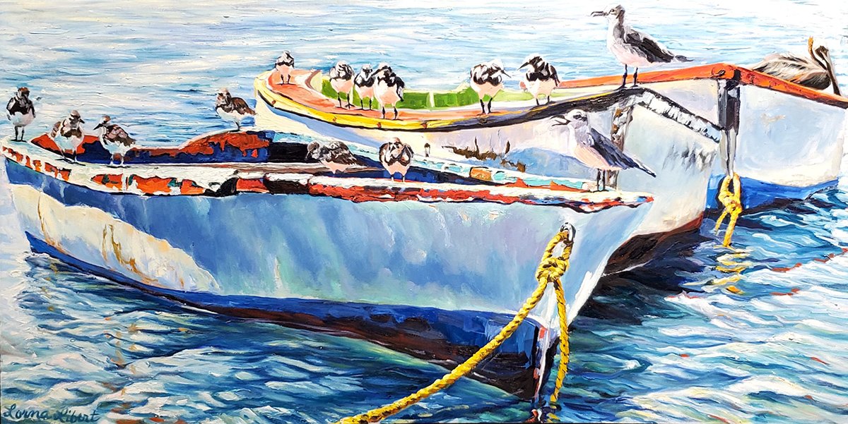 The Crew, 48x24 oil, $2600