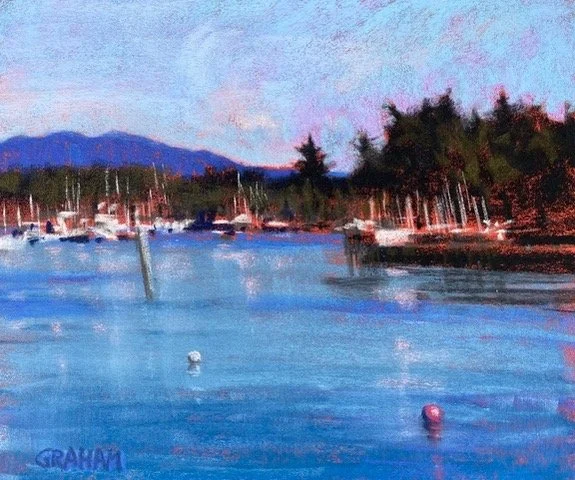 Marina with Floats, 11x14 soft pastel, $775