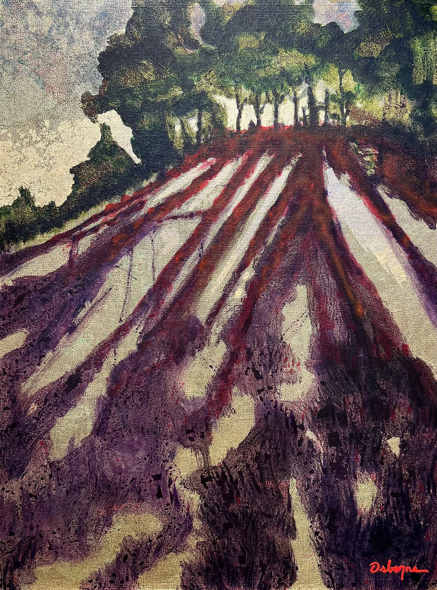 Evening on the Hillside, 24x18 gold leaf and acrylic, $4700