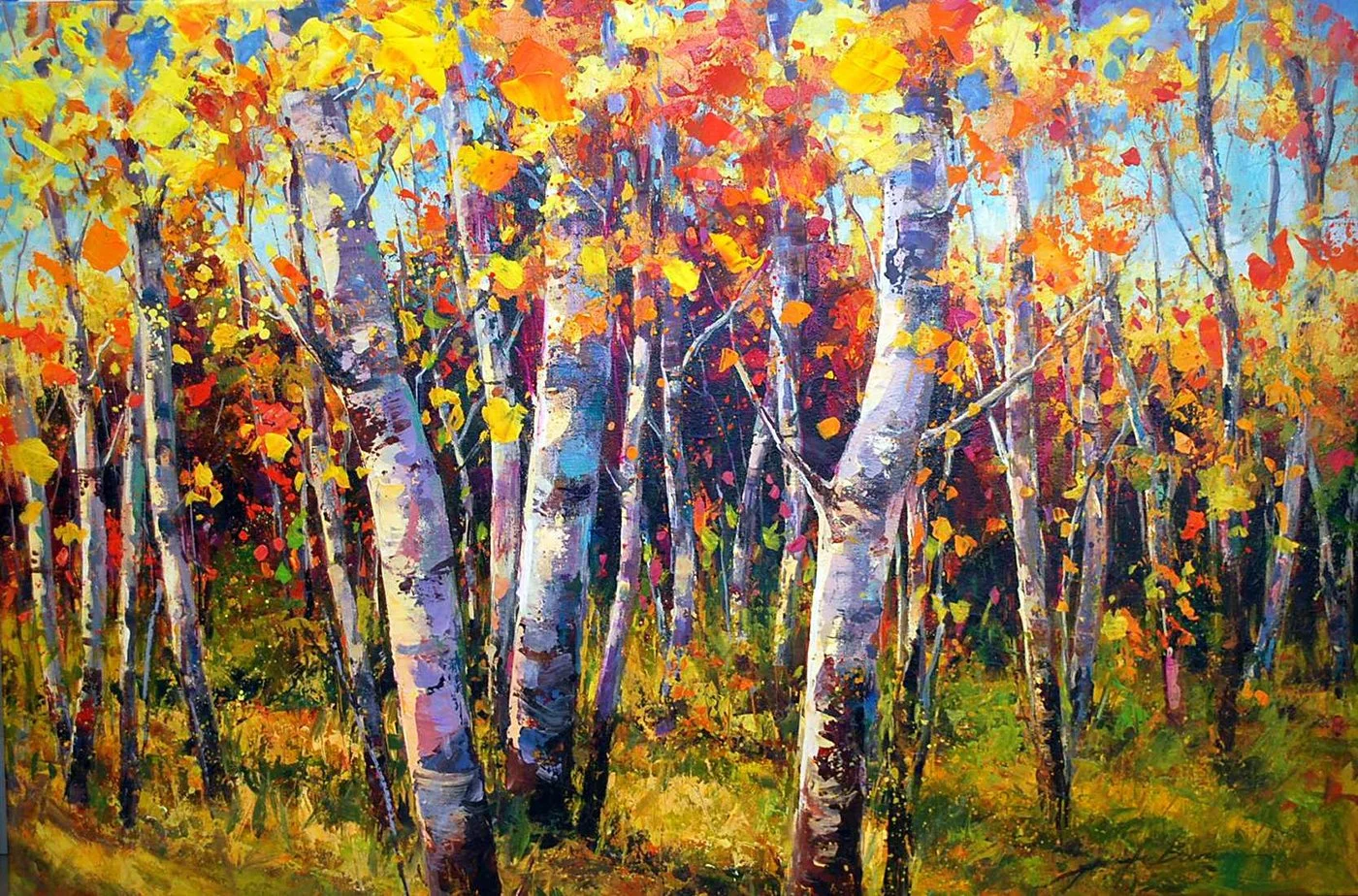 Birch, 34x23 acrylic, $1900