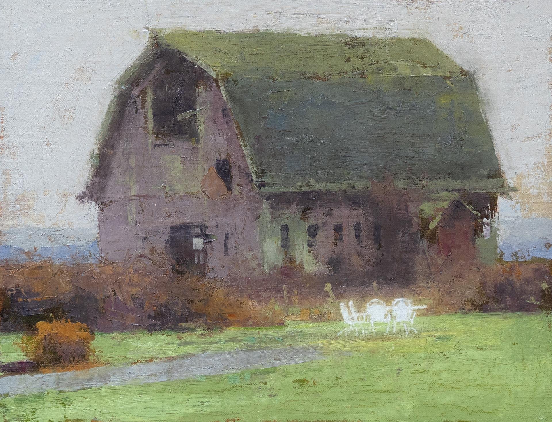 "Old Barn Skagit Valley" by Aaron Coberly, 11x14 oil, $1300