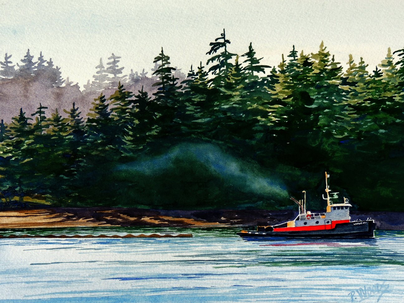 On the Job, 12 x 21 watercolor, $1100