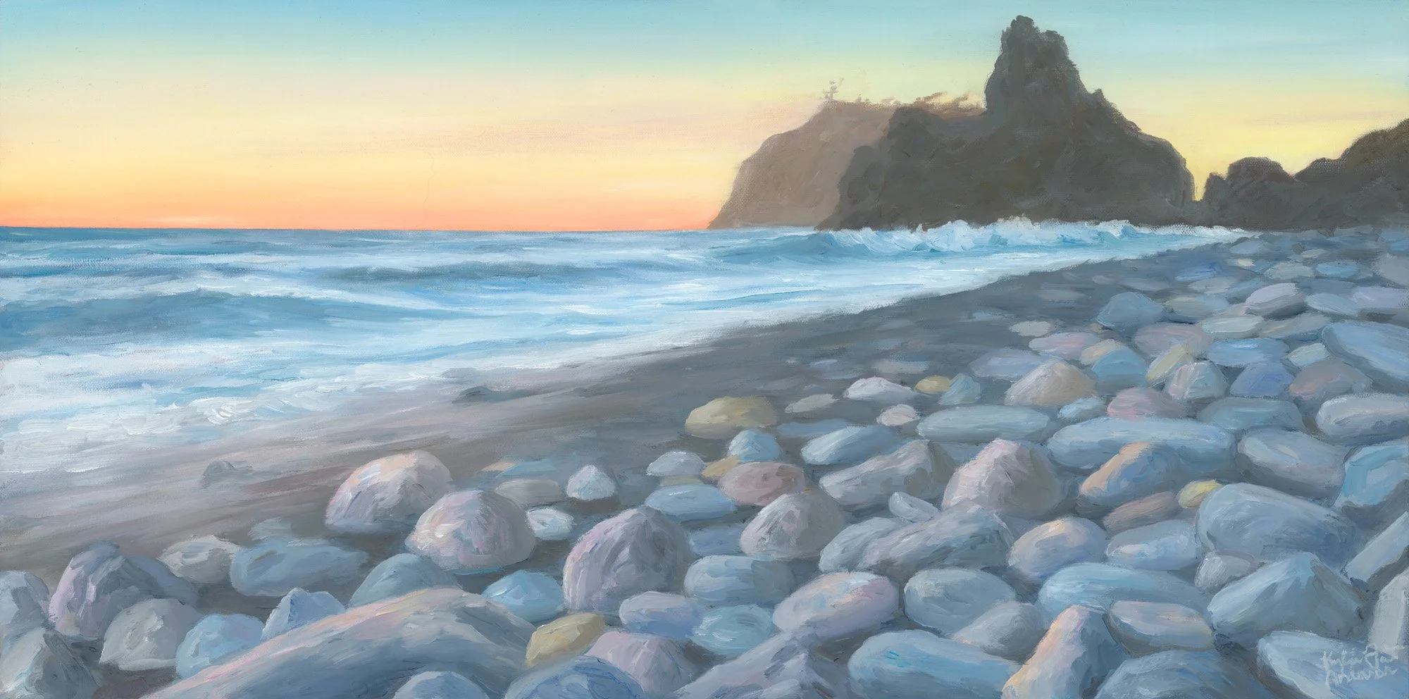 Last Light, Ruby Beach, 15x30 oil, $1200