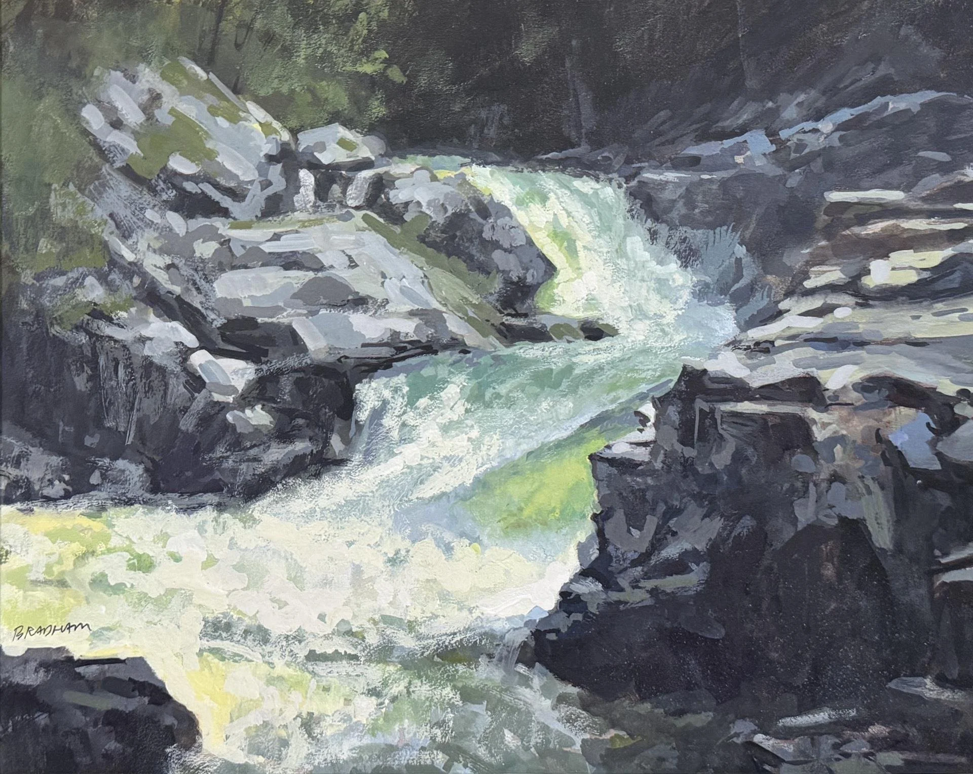 Jon Bradham - Granite Fish Ladder; 8x10 gouache, $400