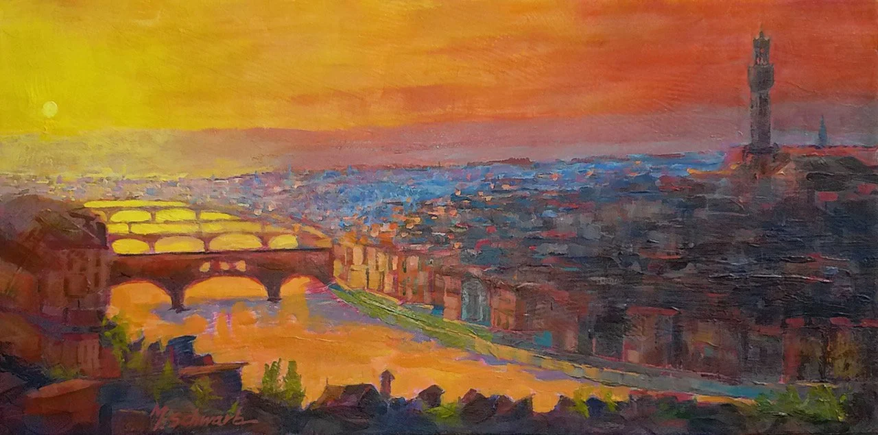 Florence at Dusk, 12x24 acrylic, $650