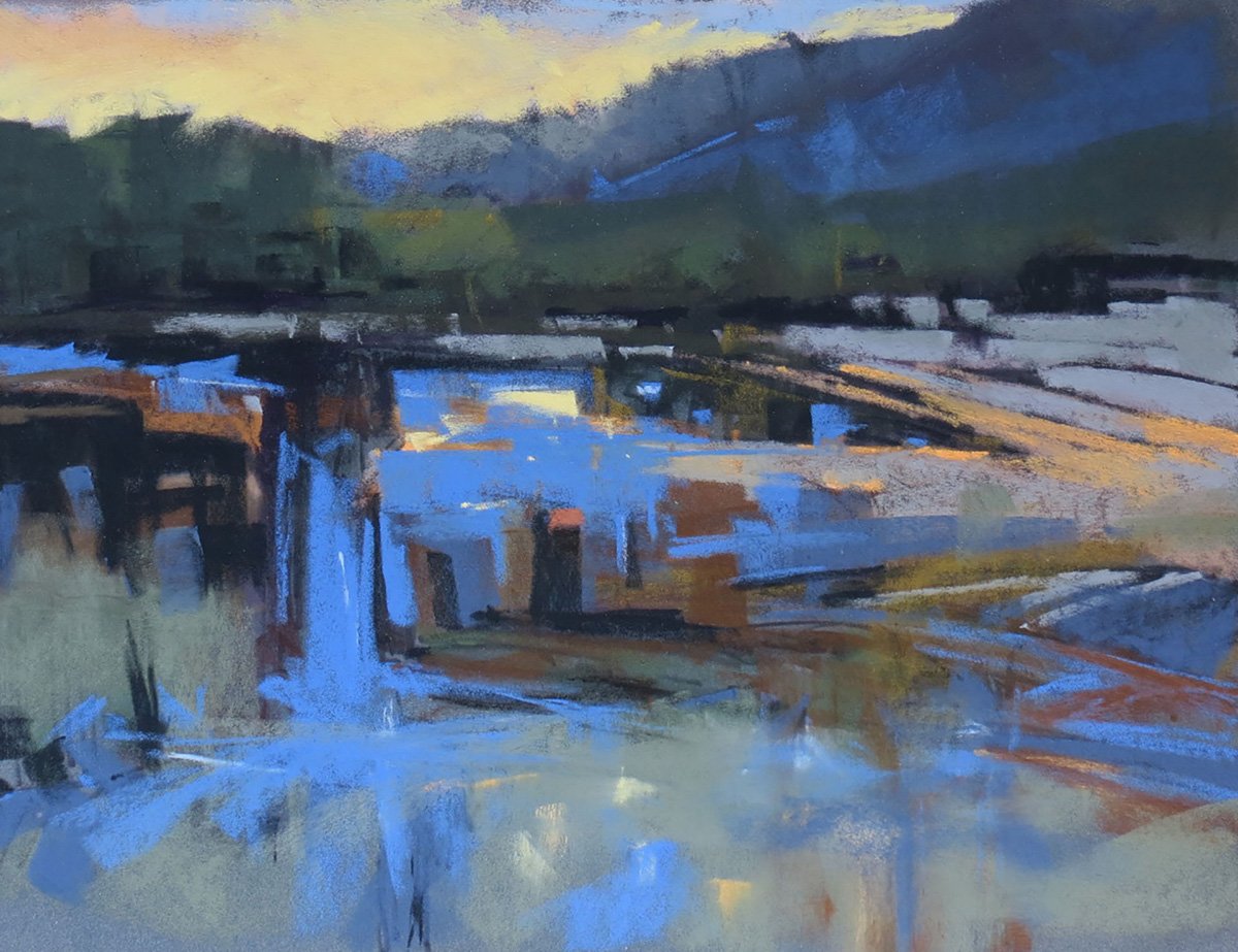 Evening at the Old Dock, 9x12 Pastel, $600
