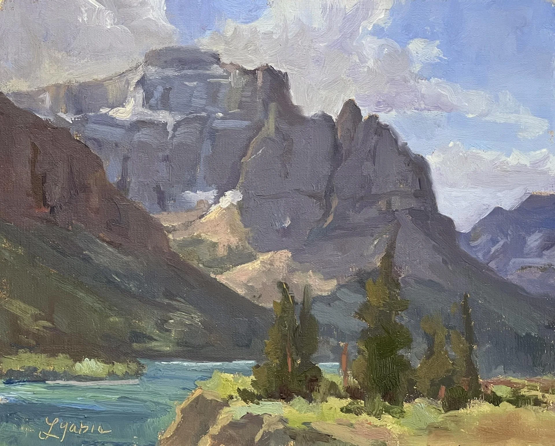 Laura Gable - Dancing Light on Little Chief
Mountain; 8x10 oil, $500