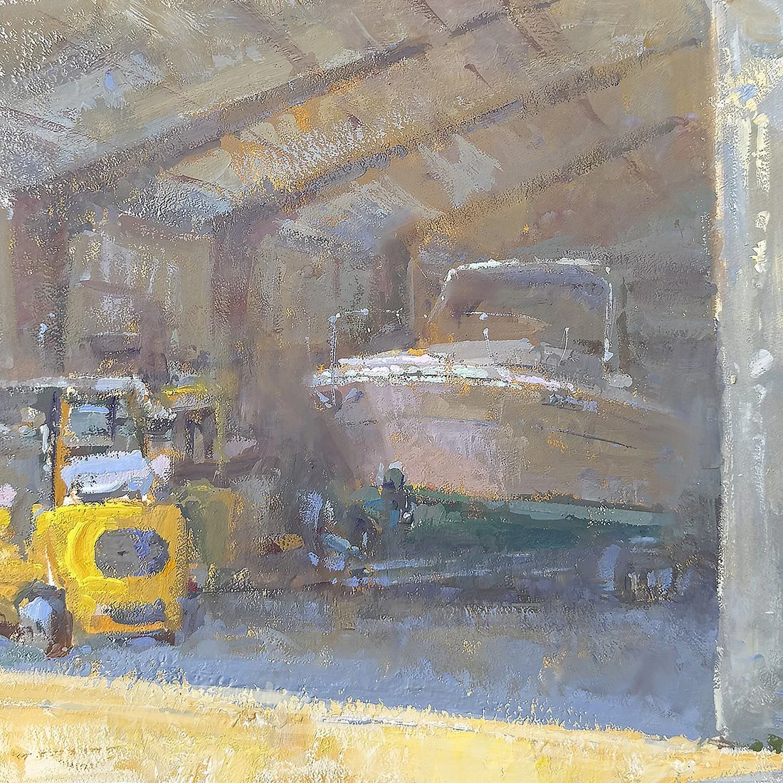 Between Voyages, 8x8 Gouache, $1228