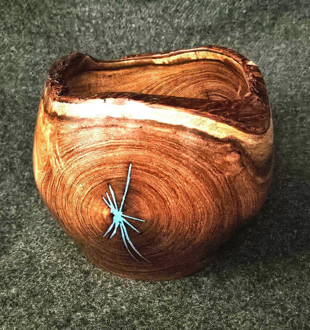 #3350 Walnut w/Turquoise, 5X5, $200 SOLD
