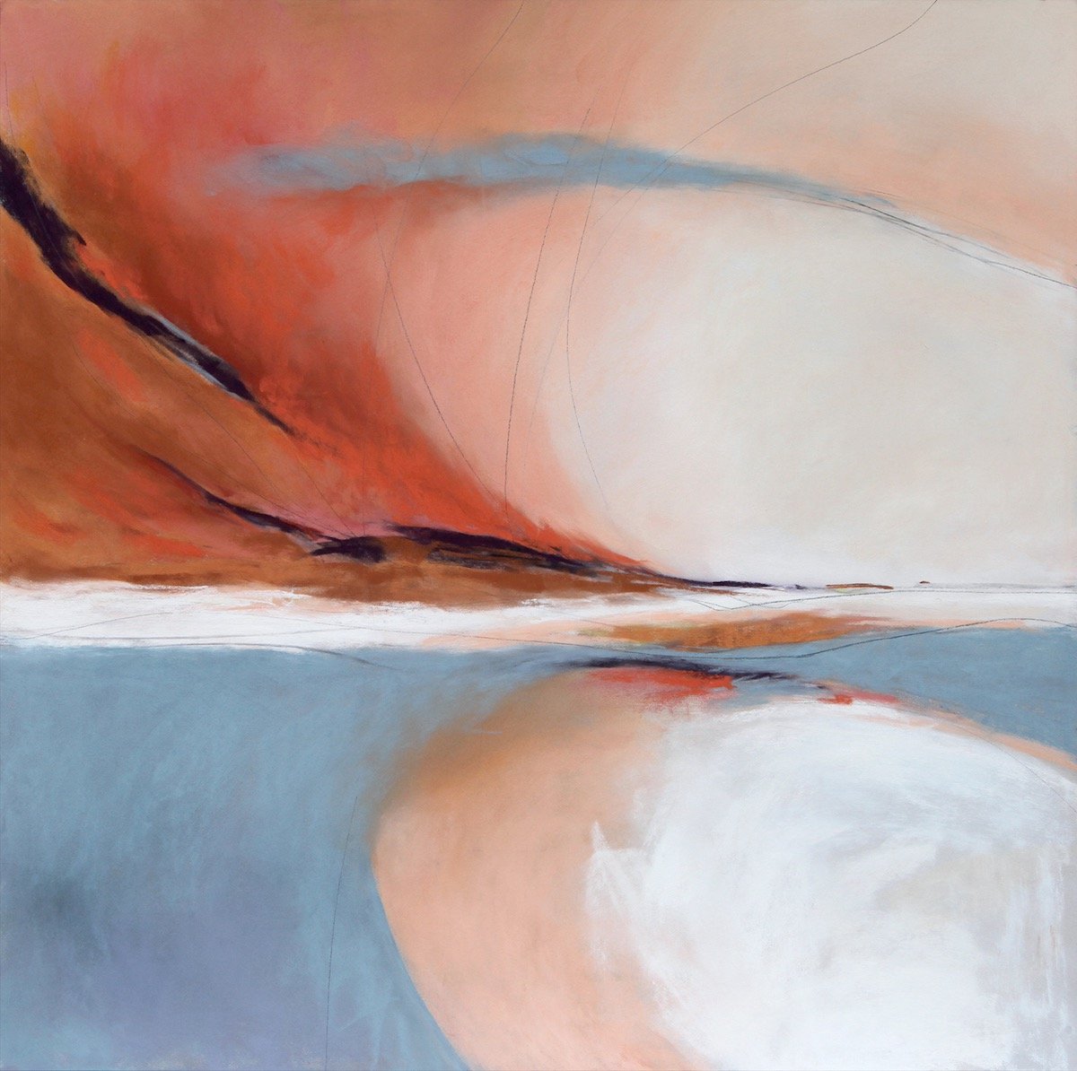 Sunset Reflection, 18” x 18” Soft Pastel. $1250.