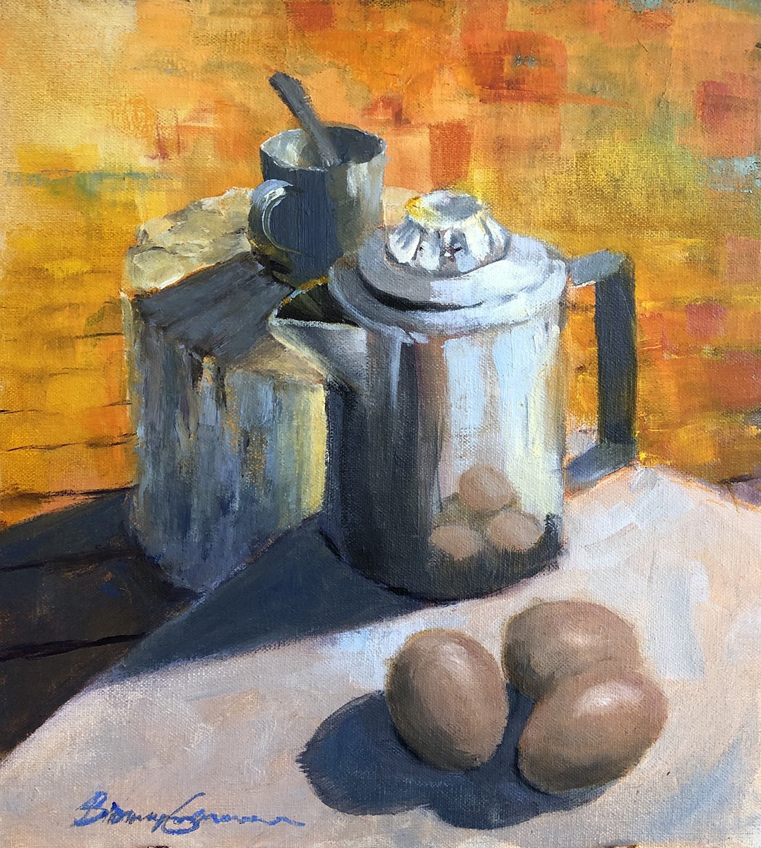Breakfast on the Dock, 10x9 oil, $625