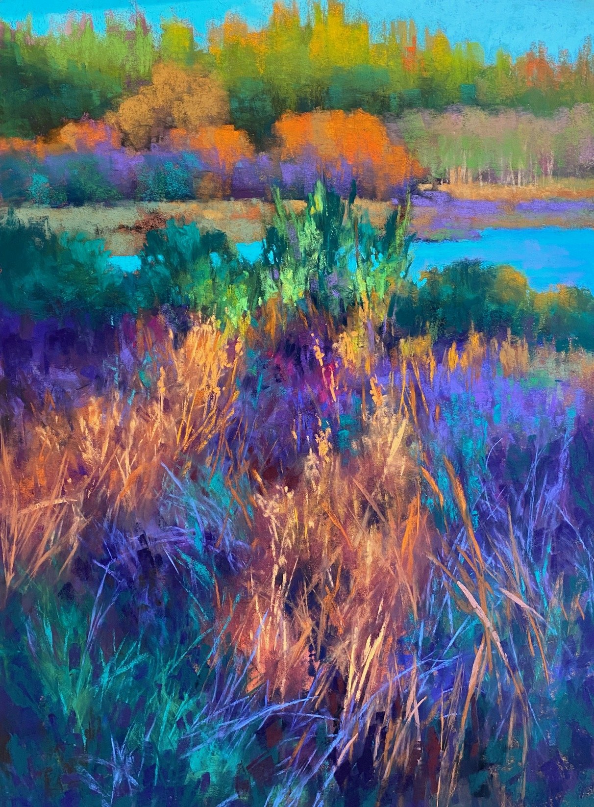 Autumn’s Slicing Light, 24x18 pastel, $2100