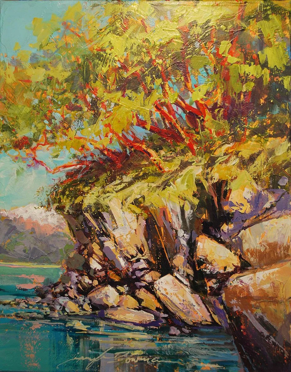 Hope Island Madrona Cliff, 14x11 acrylic, $350