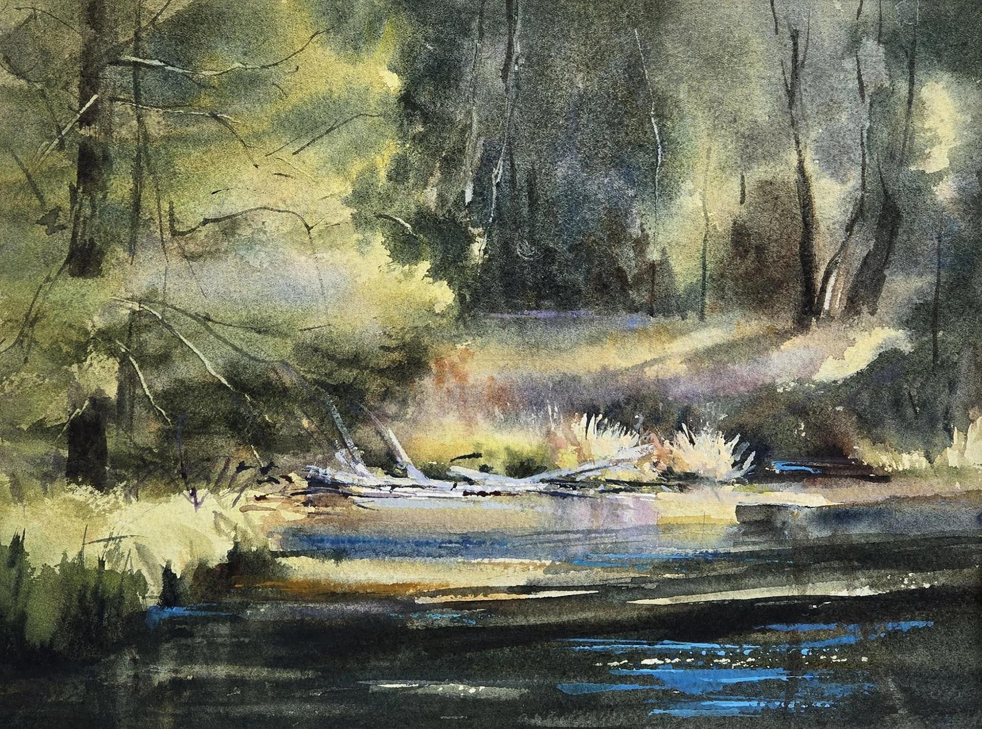Suzanne Powers; Forest Reflections, 9x12 watercolor, $550