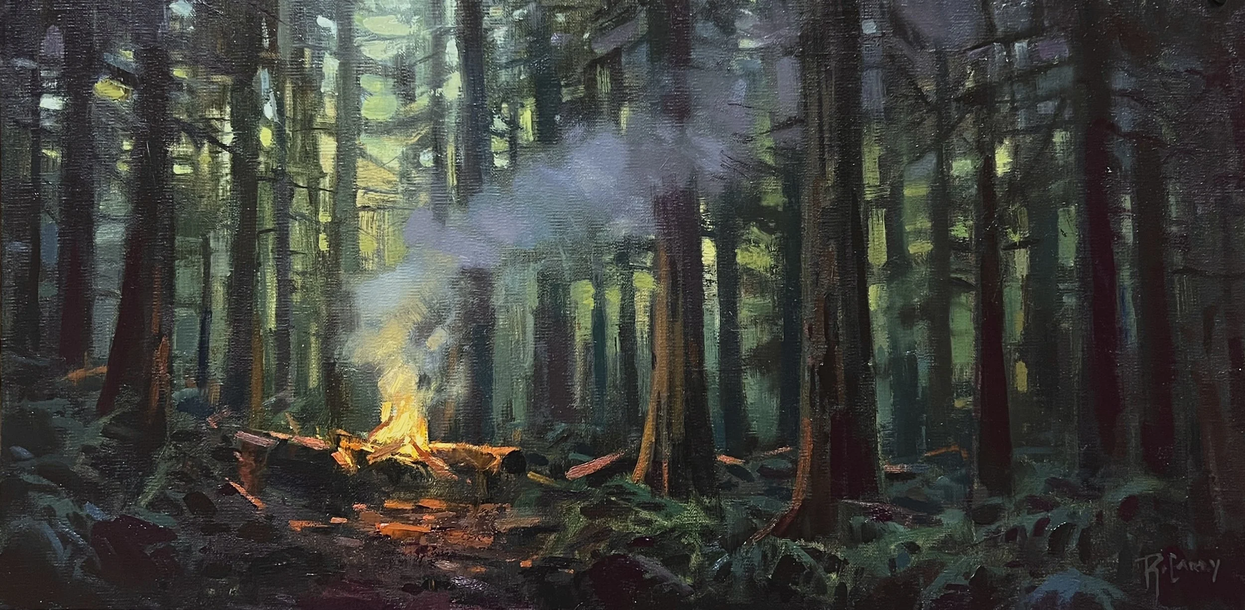 The Fire Remains, 10x20 oil, $950