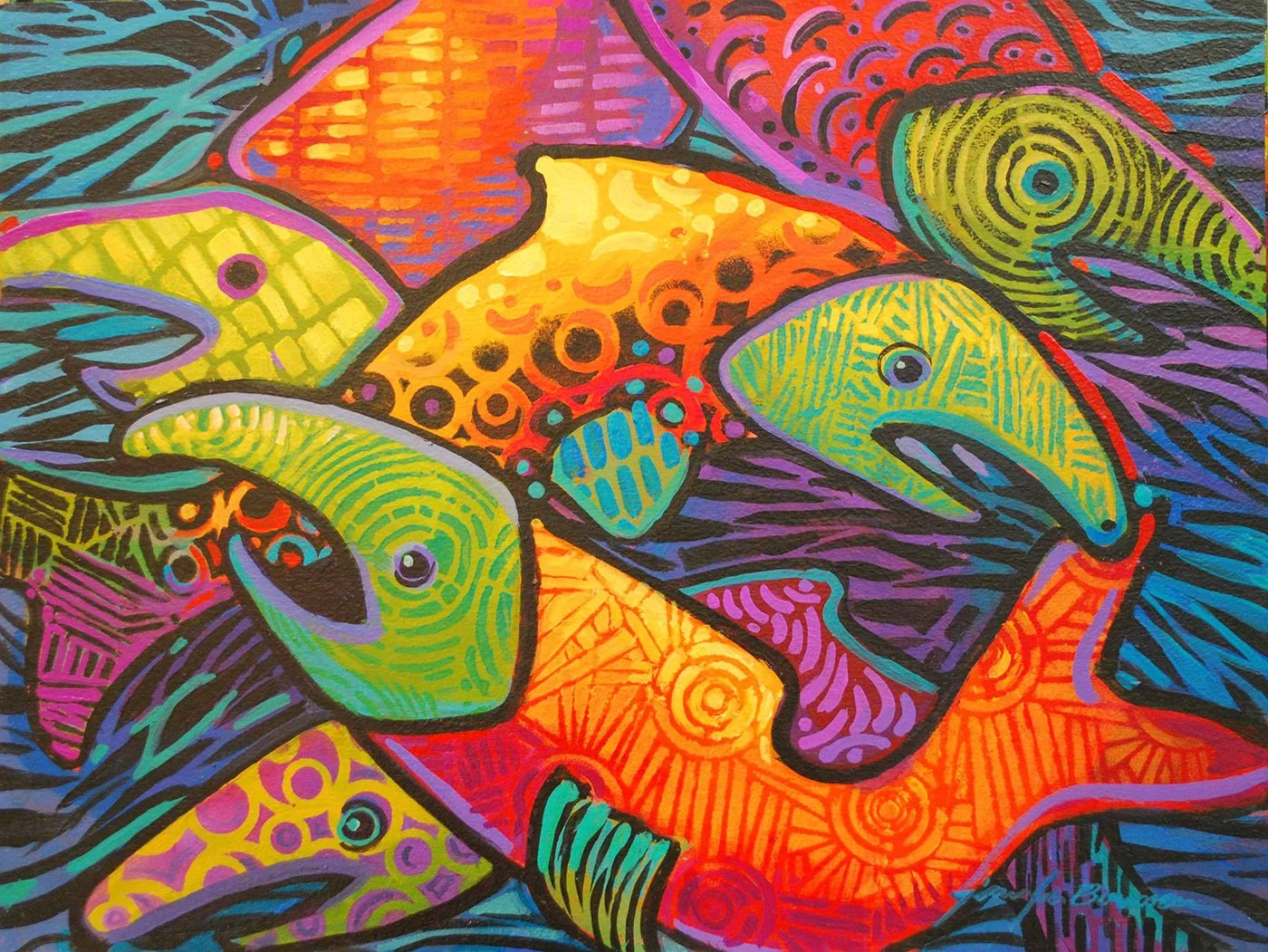Funny Fish 1, 12x16 acrylic, $295