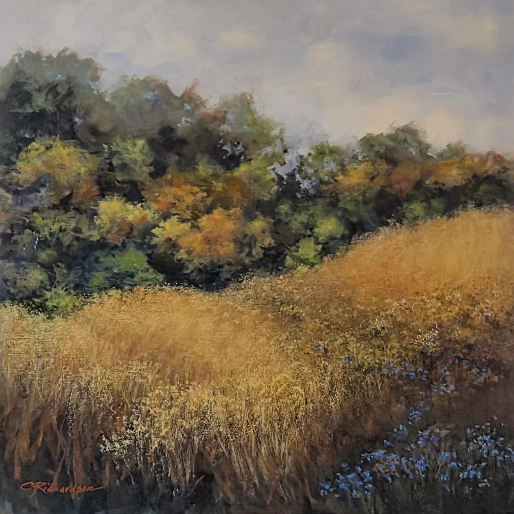 Tawny Fields of Fall, 20x20 acrylic, $1100