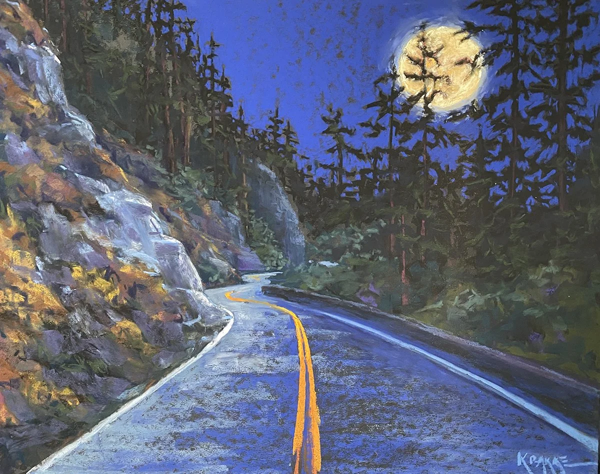 Chuckanut by Moonlight, 16x20 soft pastel, $500