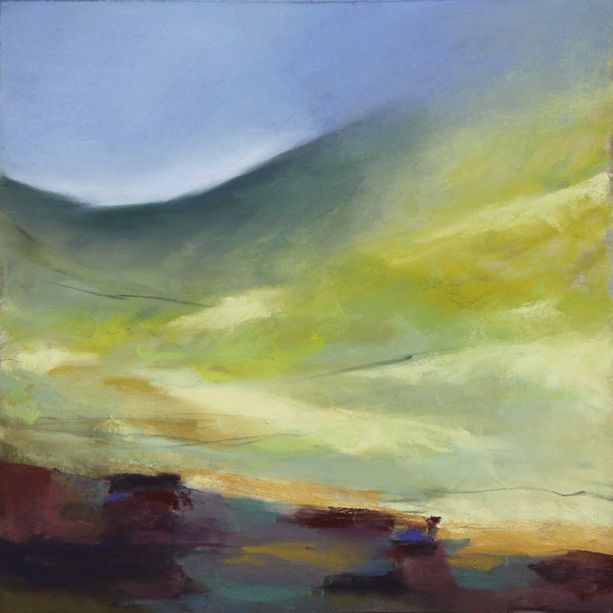 Bottom of the Hill, 12x12 soft pastel, $900