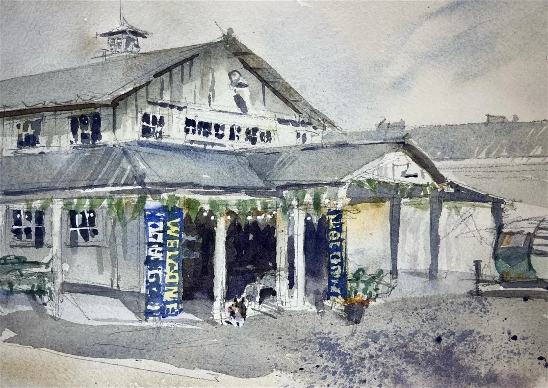 Virginia Hand; Waiting for the Tourists, 7x10 watercolor, $600