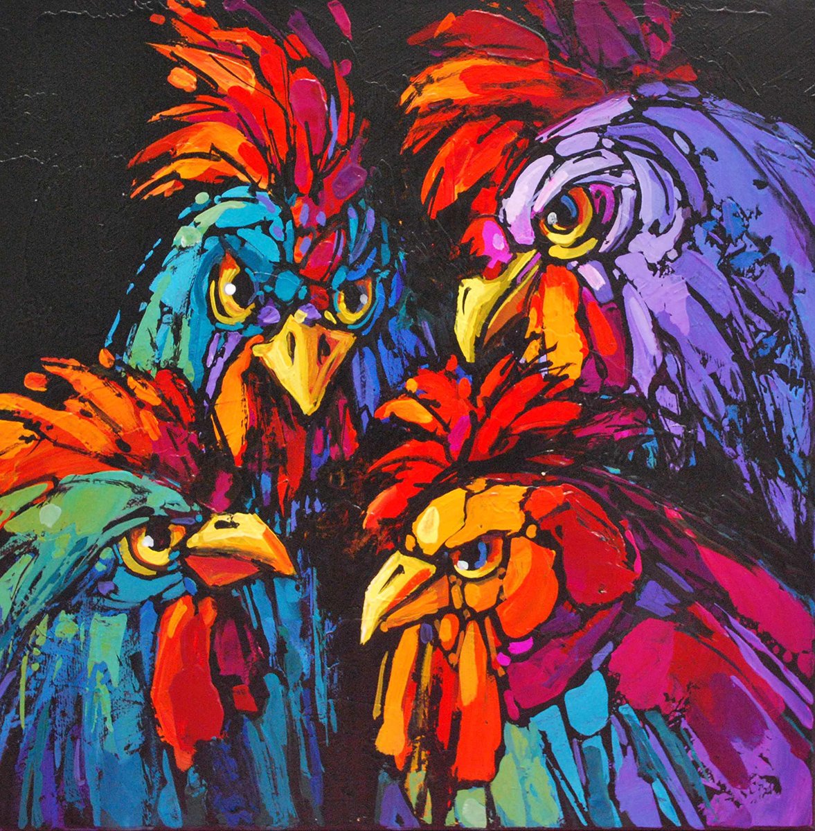 Angry Birds Squared, 12x12 acrylic, $325
