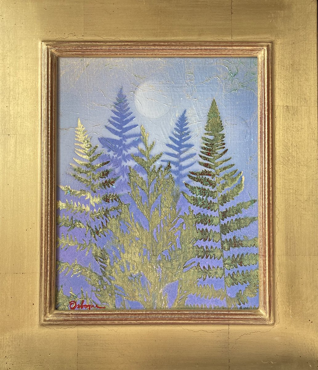 Mist in the Morning, 14x12 gold leaf and acrylic, $2000
