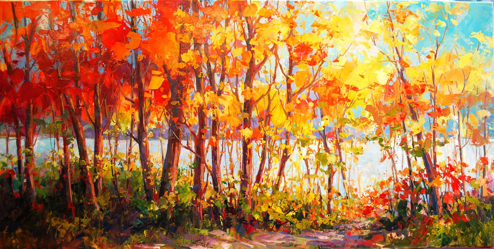 Water's Edge Walk, 24x48 acrylic, $2200