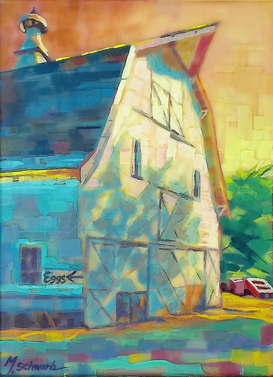 Afternoon Shadows, 16x12 poured acrylic, $700