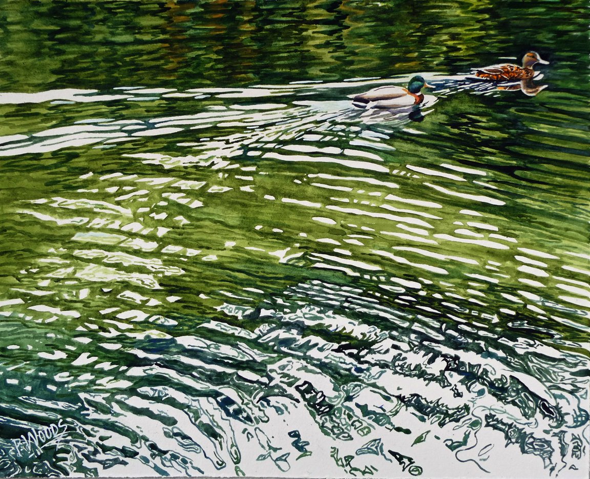 Waters of March, 14x18 watercolor on panel, $1200