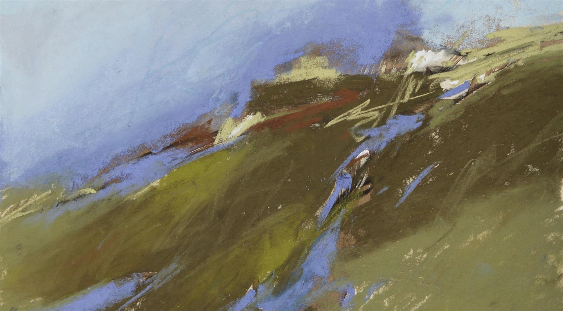 Kathleen Secrest; Runoff, 7x13 soft pastel, $700
