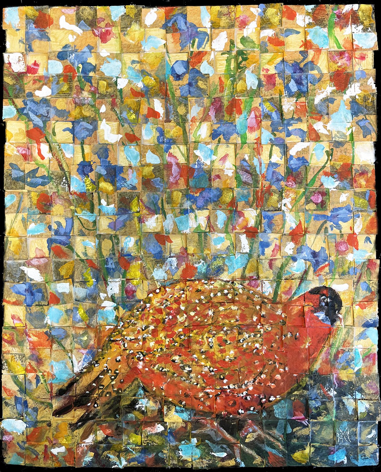 Beth Betker, Nature Vivant, 21x17 layered watercolor collage, $900