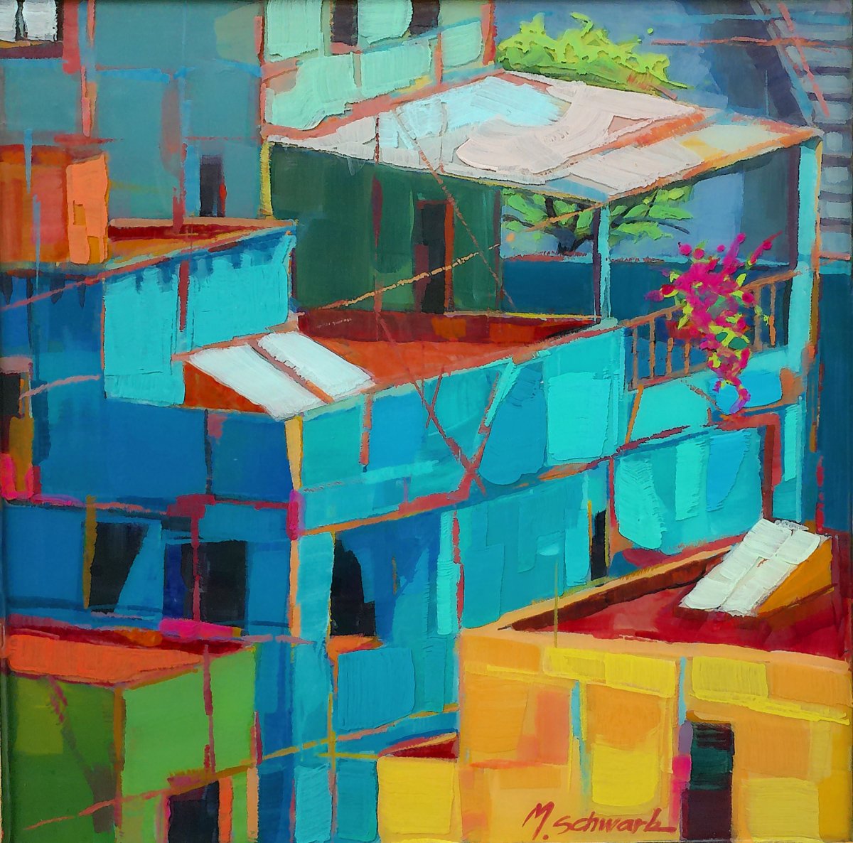 Colors Of Mexico 5, 12x12 poured acrylic, $550